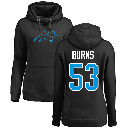 Carolina Panthers Black Women Brian Burns Name and Number Logo NFL Football #53 Pullover Hoodie Sweatshirts->women nfl jersey->Women Jersey
